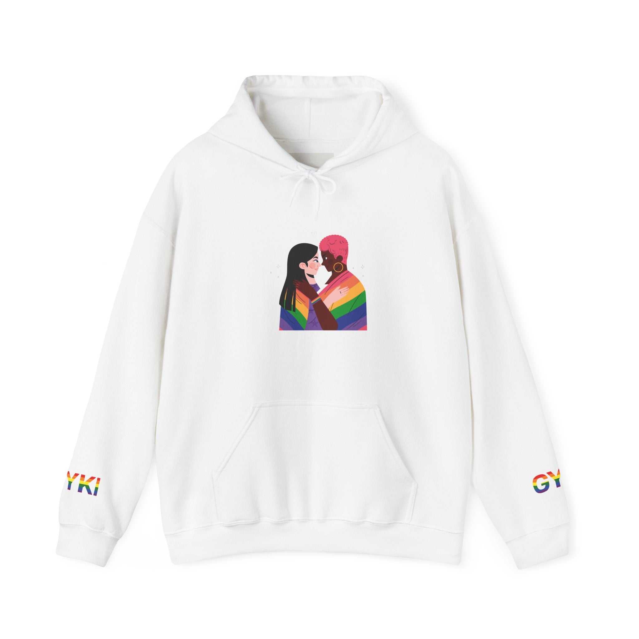 Pride Love Unisex Hoodie - Rainbow Couple Sweatshirt, LGBTQ+ Apparel, Cozy Gift for Pride Month, Inclusive Fashion, Comfortable Sweatshirt
