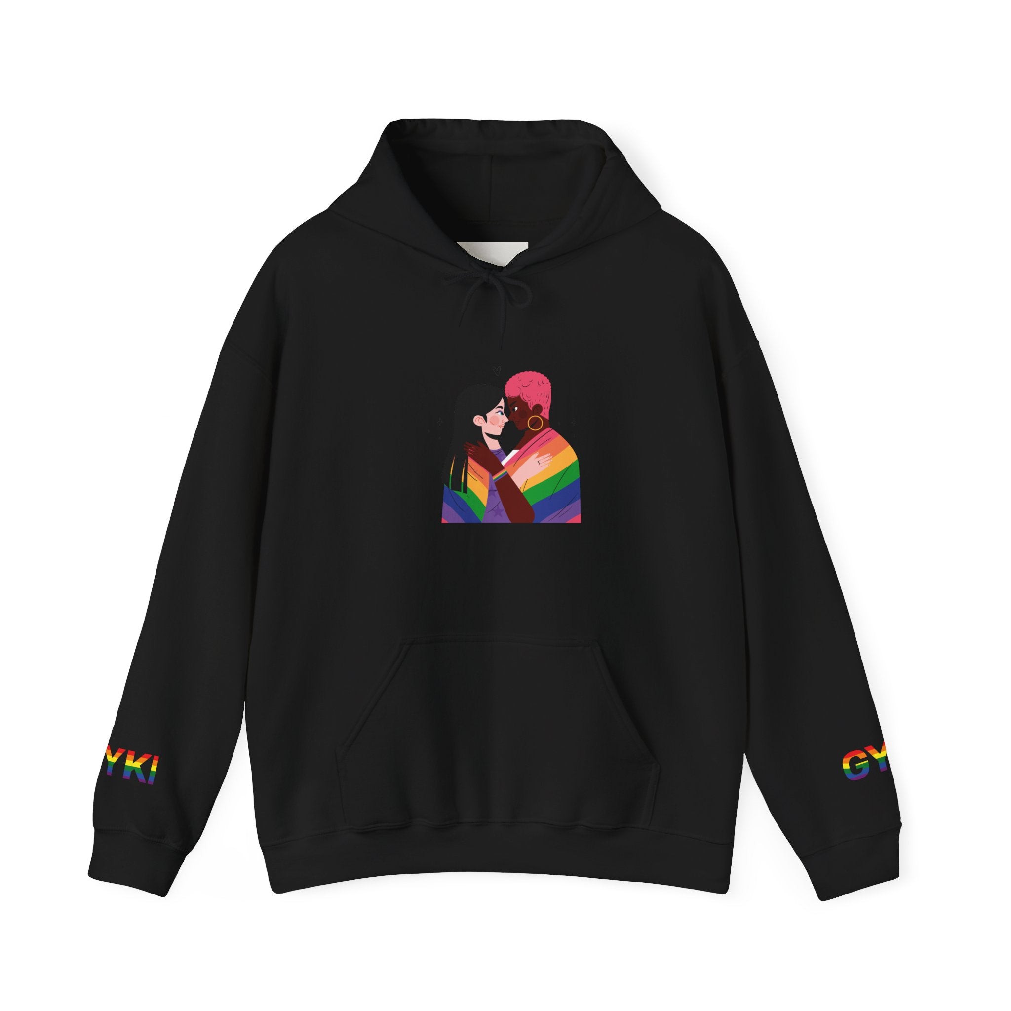 Pride Love Unisex Hoodie - Rainbow Couple Sweatshirt, LGBTQ+ Apparel, Cozy Gift for Pride Month, Inclusive Fashion, Comfortable Sweatshirt