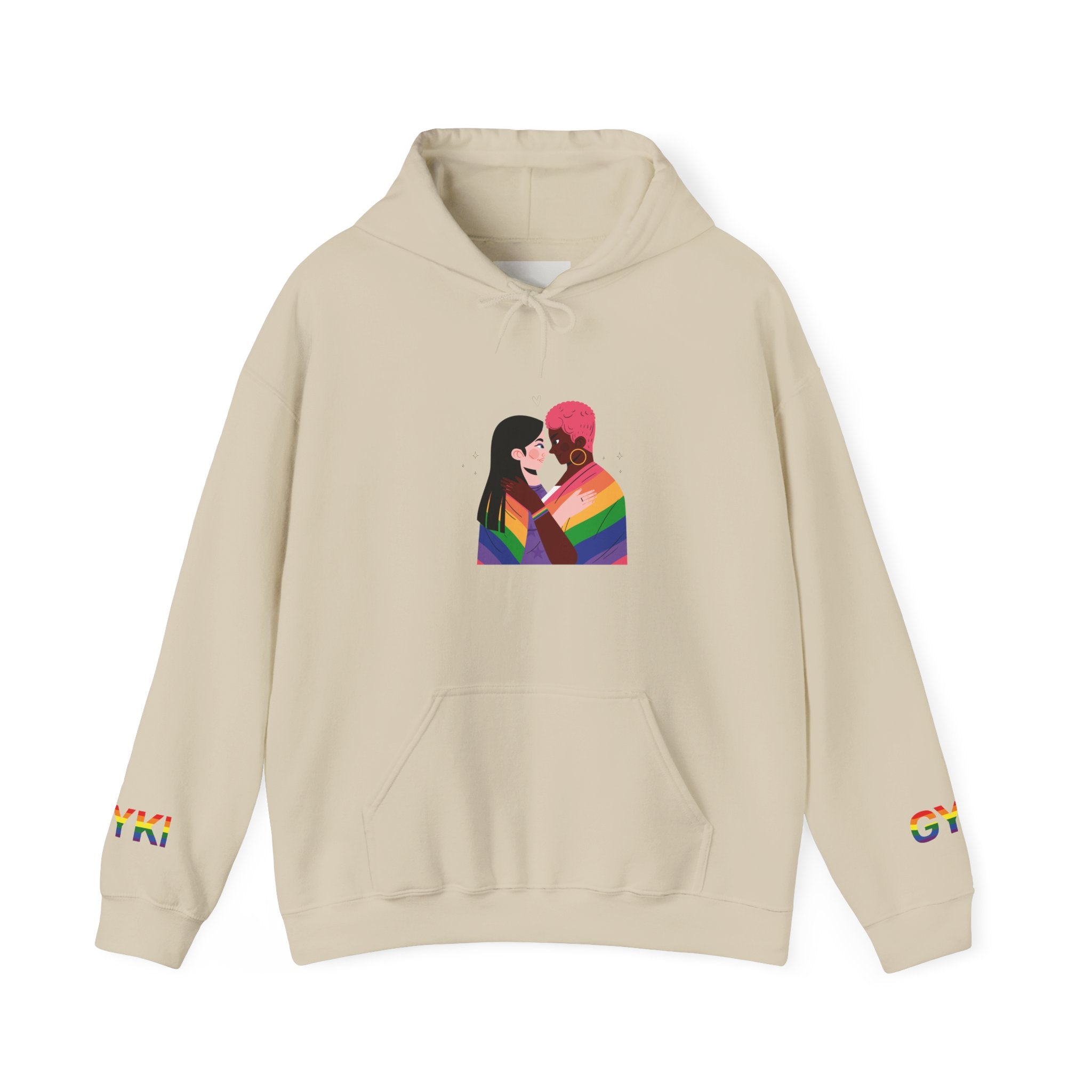 Pride Love Unisex Hoodie - Rainbow Couple Sweatshirt, LGBTQ+ Apparel, Cozy Gift for Pride Month, Inclusive Fashion, Comfortable Sweatshirt