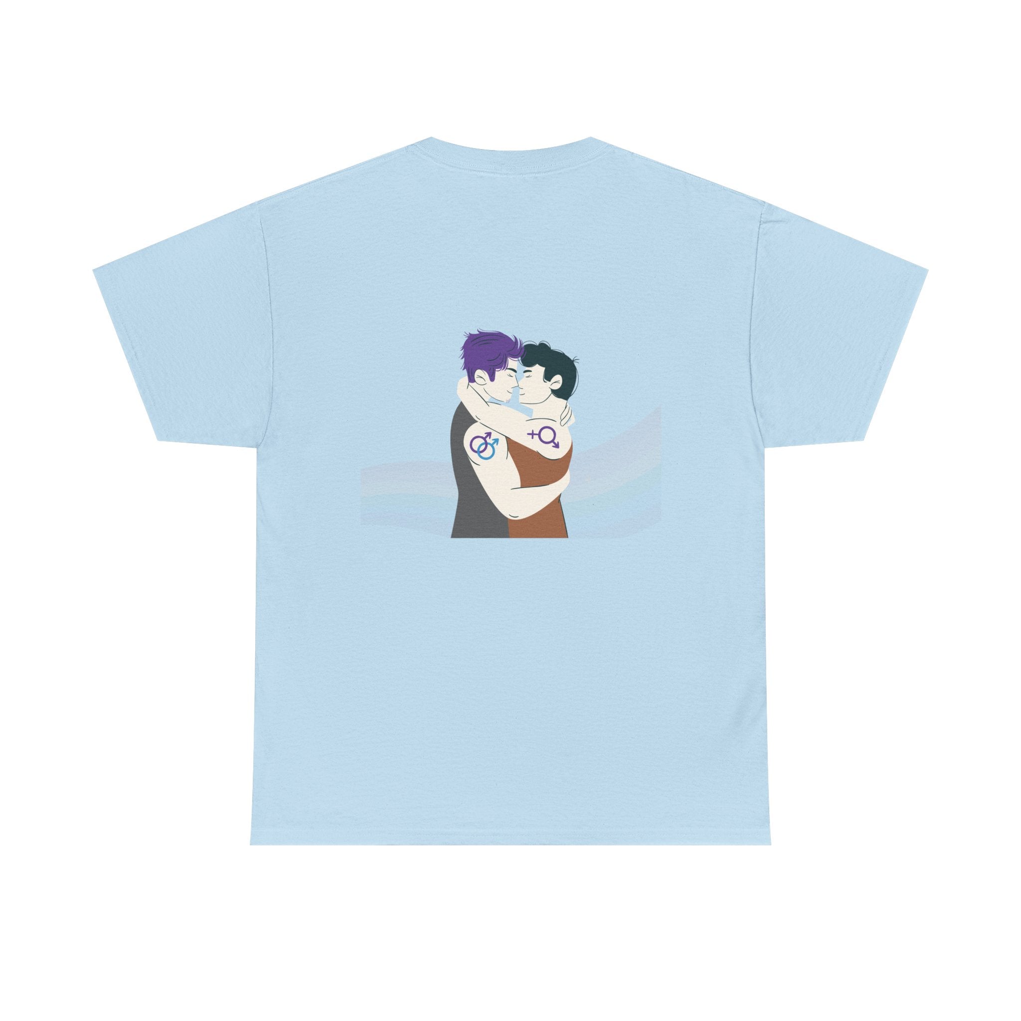 Unisex Heavy Cotton Tee with Love Embrace Design, LGBTQ Pride Shirt, Everyday Casual Wear, Gift for Friends, Inclusive Apparel