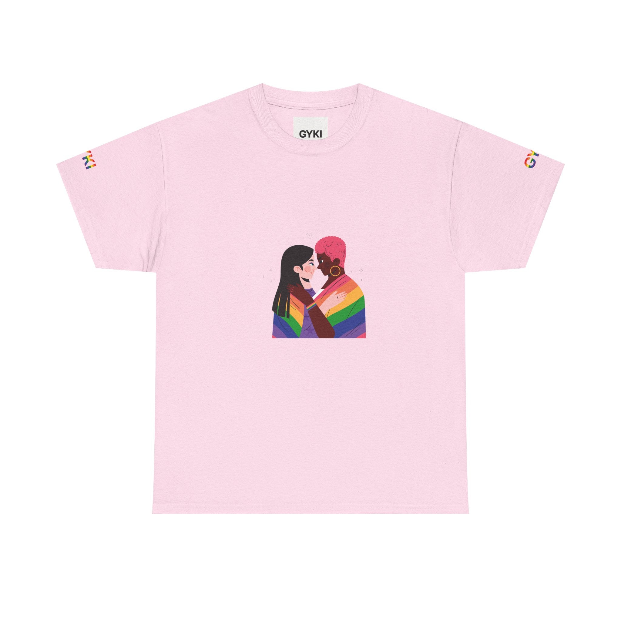 Pride Love Unisex Heavy Cotton Tee, LGBTQ+ Pride Shirt, Rainbow Graphic Tee, Gay Pride Apparel, Couples T-shirt, Inclusive Fashion
