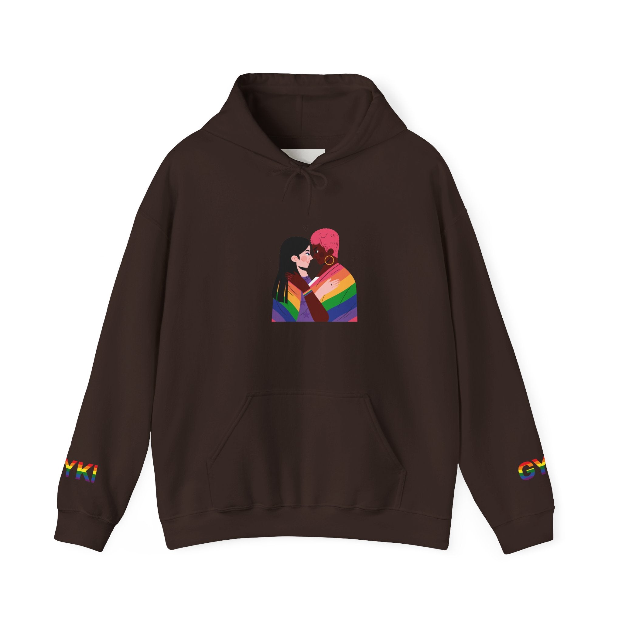 Pride Love Unisex Hoodie - Rainbow Couple Sweatshirt, LGBTQ+ Apparel, Cozy Gift for Pride Month, Inclusive Fashion, Comfortable Sweatshirt