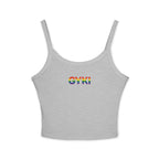 Women’s Rainbow Graphic Spaghetti Strap Tank Top, Casual Summer Top, Pride Apparel, LGBTQ+ Celebration Wear, Festival Fashion