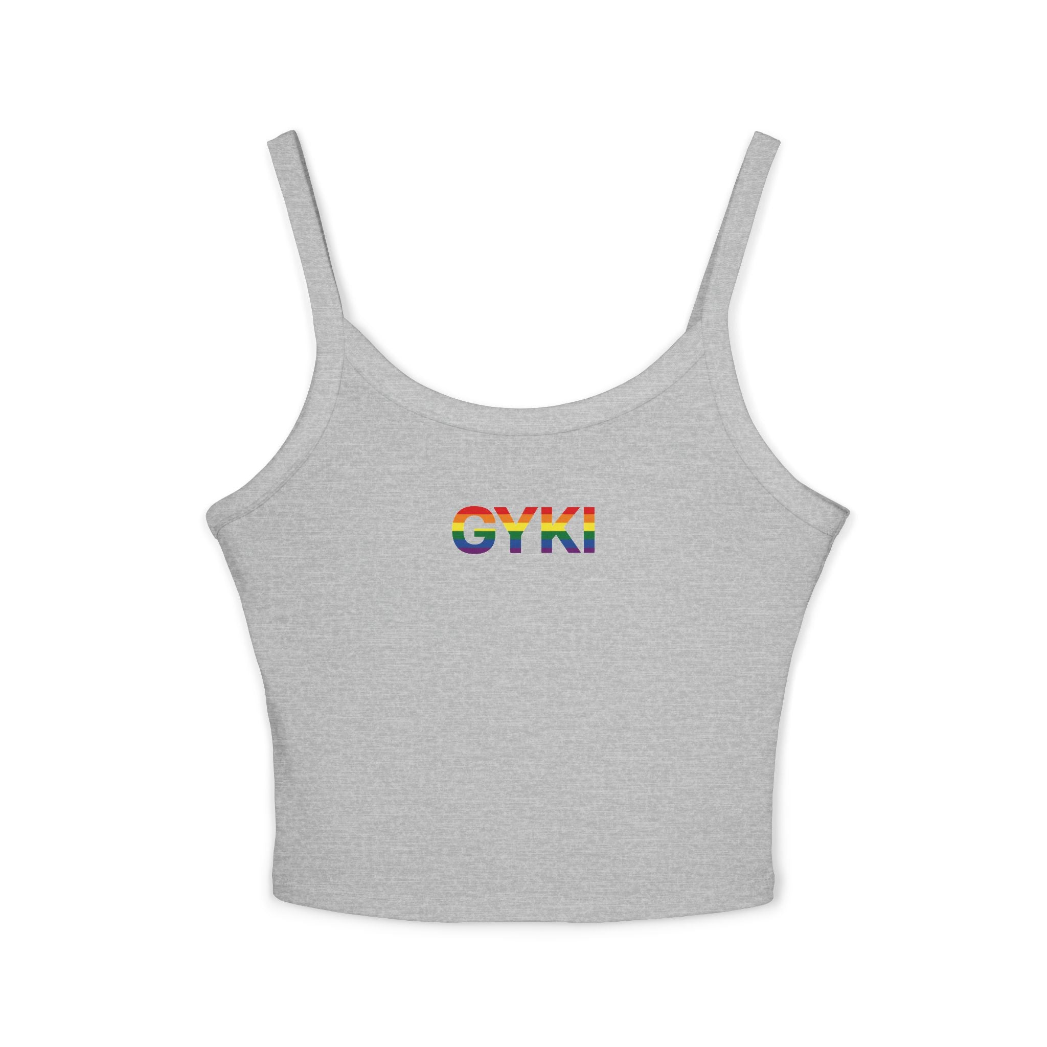 Women’s Rainbow Graphic Spaghetti Strap Tank Top, Casual Summer Top, Pride Apparel, LGBTQ+ Celebration Wear, Festival Fashion