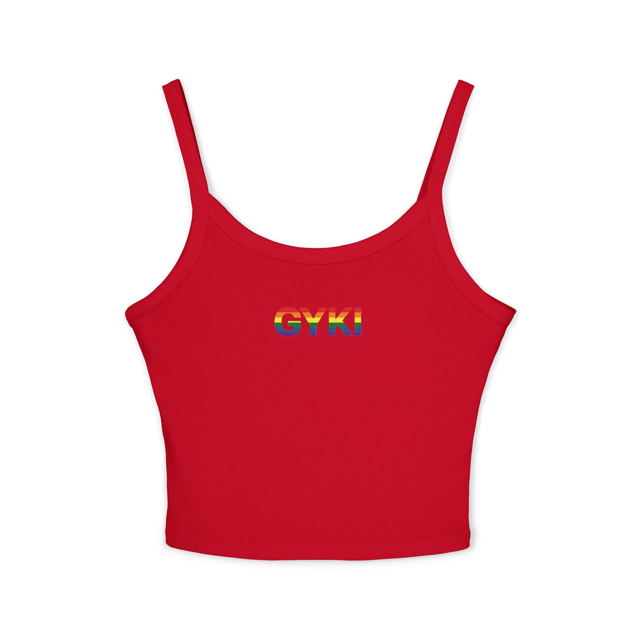 Women’s Rainbow Graphic Spaghetti Strap Tank Top, Casual Summer Top, Pride Apparel, LGBTQ+ Celebration Wear, Festival Fashion