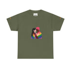 Pride Love Unisex Heavy Cotton Tee, LGBTQ+ Pride Shirt, Rainbow Graphic Tee, Gay Pride Apparel, Couples T-shirt, Inclusive Fashion