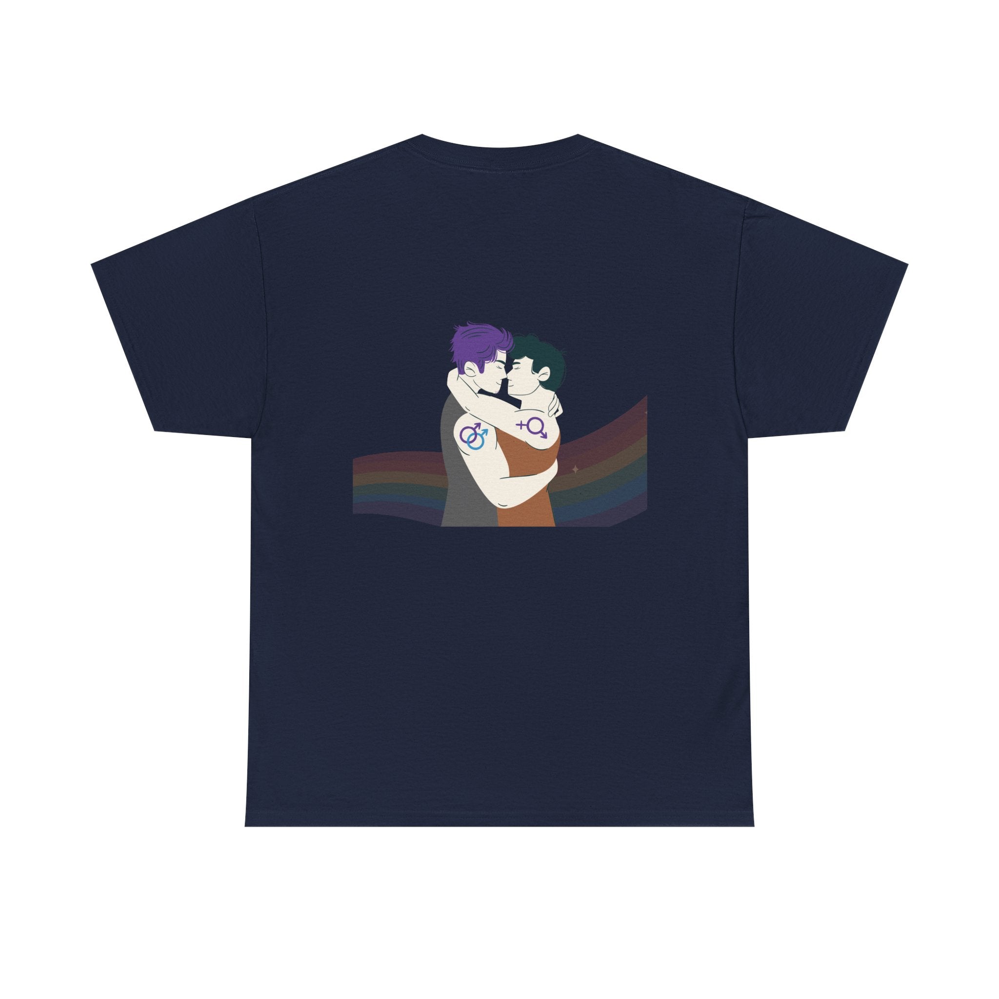 Unisex Heavy Cotton Tee with Love Embrace Design, LGBTQ Pride Shirt, Everyday Casual Wear, Gift for Friends, Inclusive Apparel