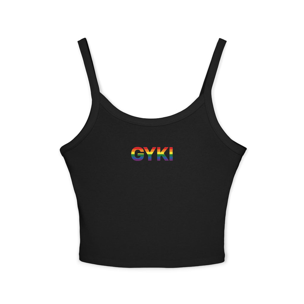 Women’s Rainbow Graphic Spaghetti Strap Tank Top, Casual Summer Top, Pride Apparel, LGBTQ+ Celebration Wear, Festival Fashion