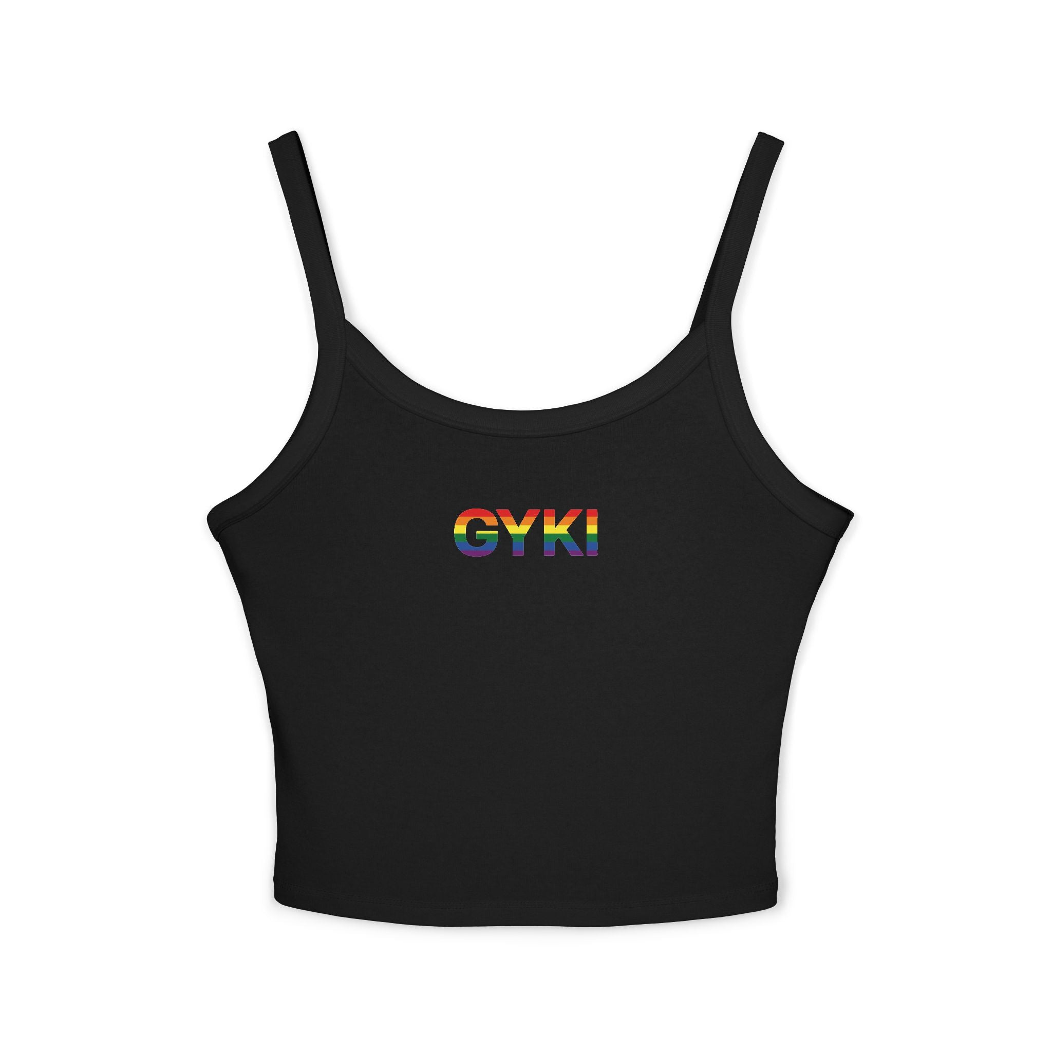 Women’s Rainbow Graphic Spaghetti Strap Tank Top, Casual Summer Top, Pride Apparel, LGBTQ+ Celebration Wear, Festival Fashion