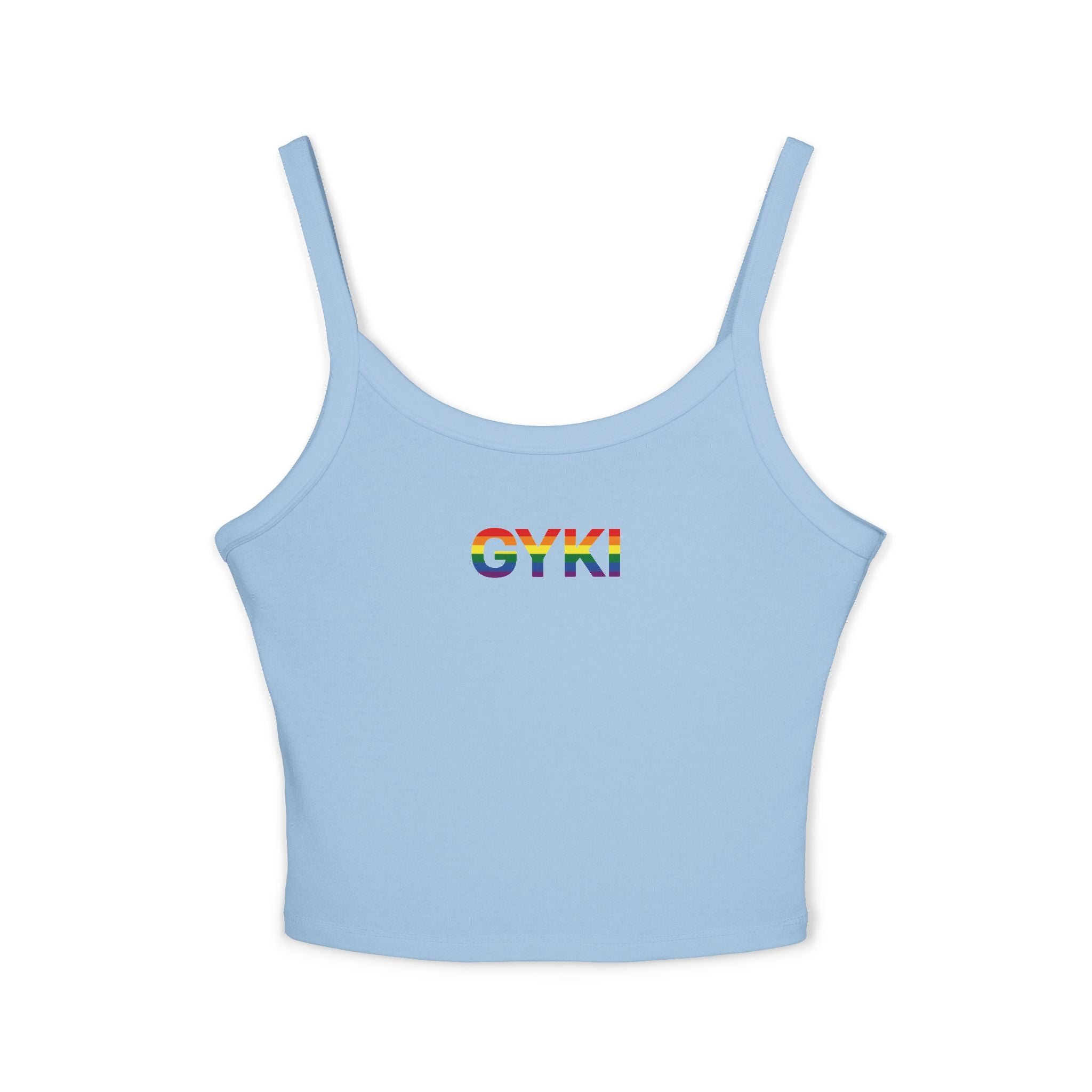 Women’s Rainbow Graphic Spaghetti Strap Tank Top, Casual Summer Top, Pride Apparel, LGBTQ+ Celebration Wear, Festival Fashion