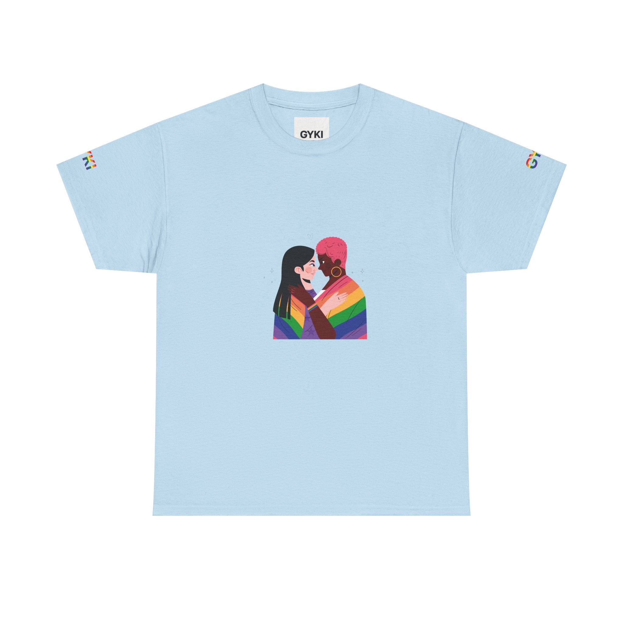 Pride Love Unisex Heavy Cotton Tee, LGBTQ+ Pride Shirt, Rainbow Graphic Tee, Gay Pride Apparel, Couples T-shirt, Inclusive Fashion