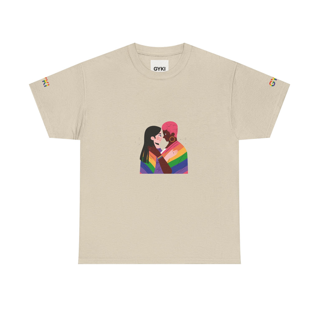 Pride Love Unisex Heavy Cotton Tee, LGBTQ+ Pride Shirt, Rainbow Graphic Tee, Gay Pride Apparel, Couples T-shirt, Inclusive Fashion