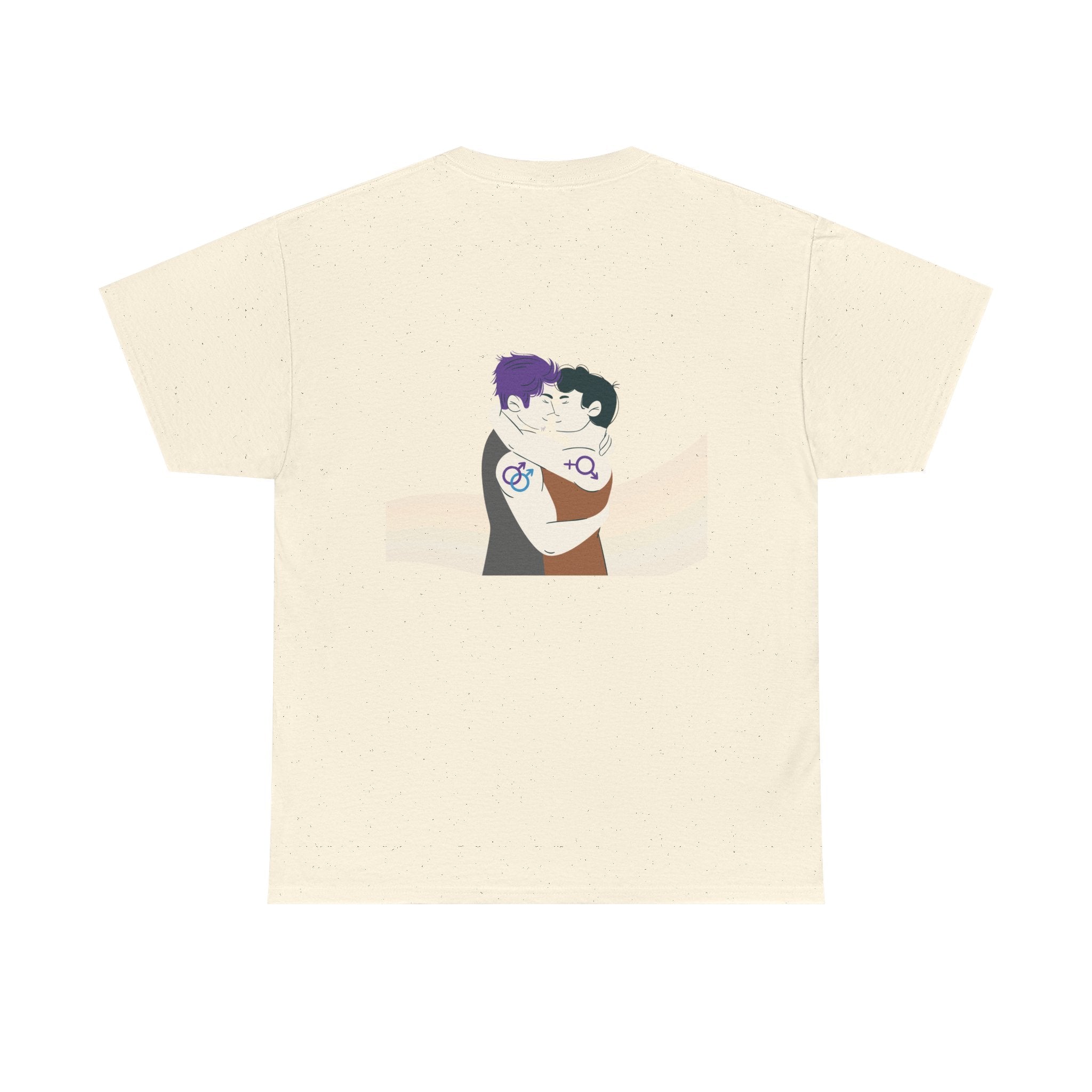Unisex Heavy Cotton Tee with Love Embrace Design, LGBTQ Pride Shirt, Everyday Casual Wear, Gift for Friends, Inclusive Apparel