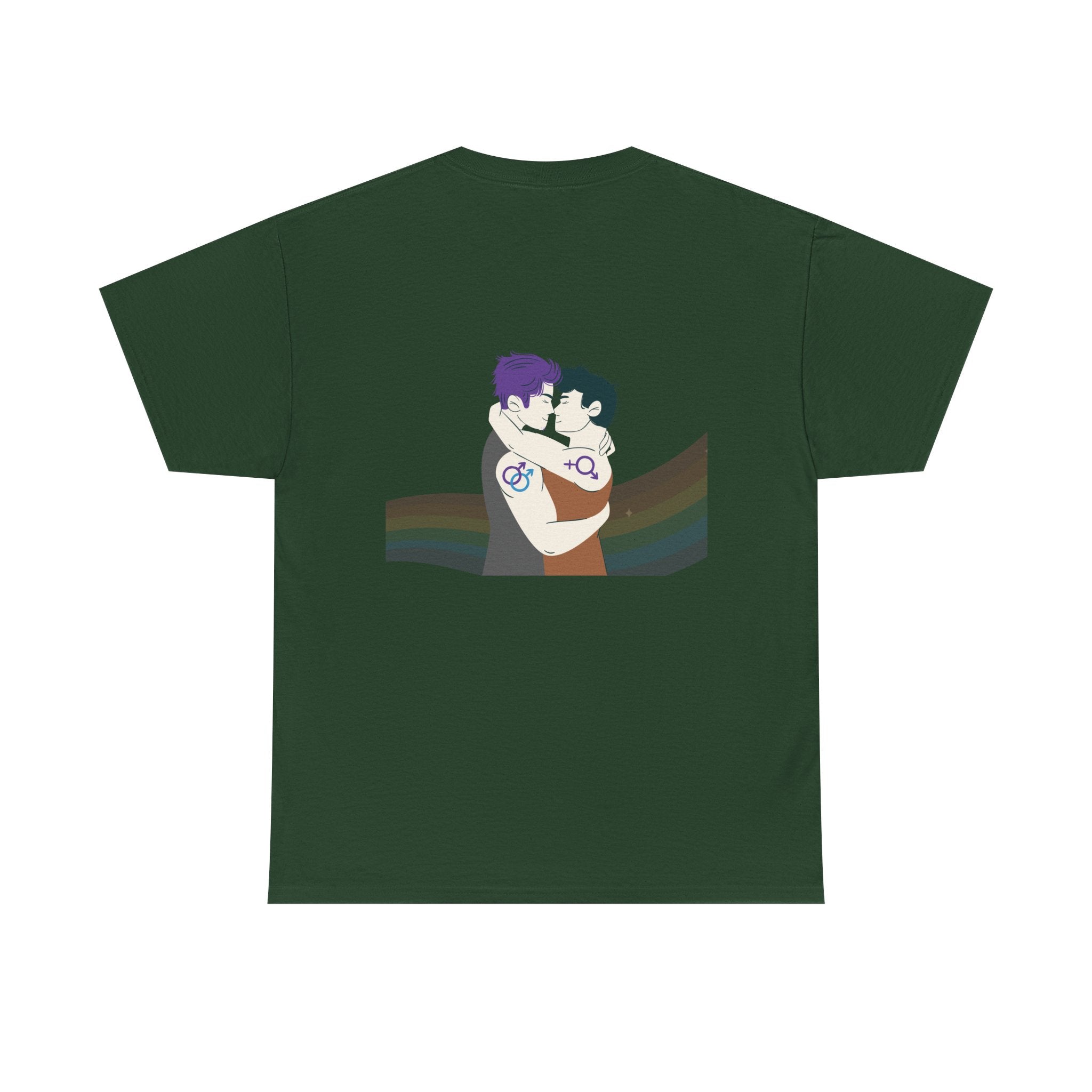Unisex Heavy Cotton Tee with Love Embrace Design, LGBTQ Pride Shirt, Everyday Casual Wear, Gift for Friends, Inclusive Apparel