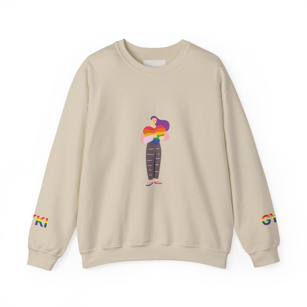 Pride-Themed Unisex Crewneck Sweatshirt, LGBTQ+ Gift, Rainbow Art Sweatshirt, Comfortable Casual Wear, Perfect for Pride Month