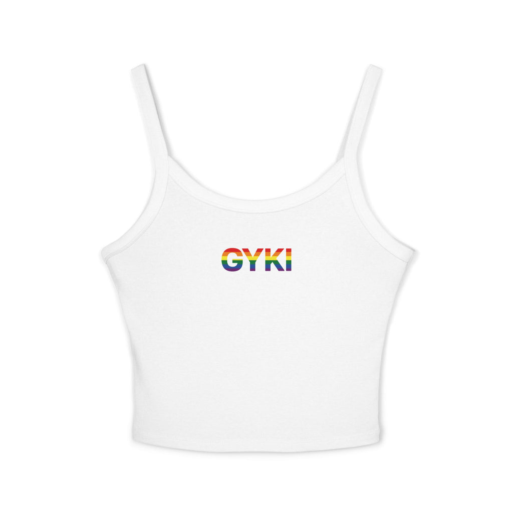 Women’s Rainbow Graphic Spaghetti Strap Tank Top, Casual Summer Top, Pride Apparel, LGBTQ+ Celebration Wear, Festival Fashion