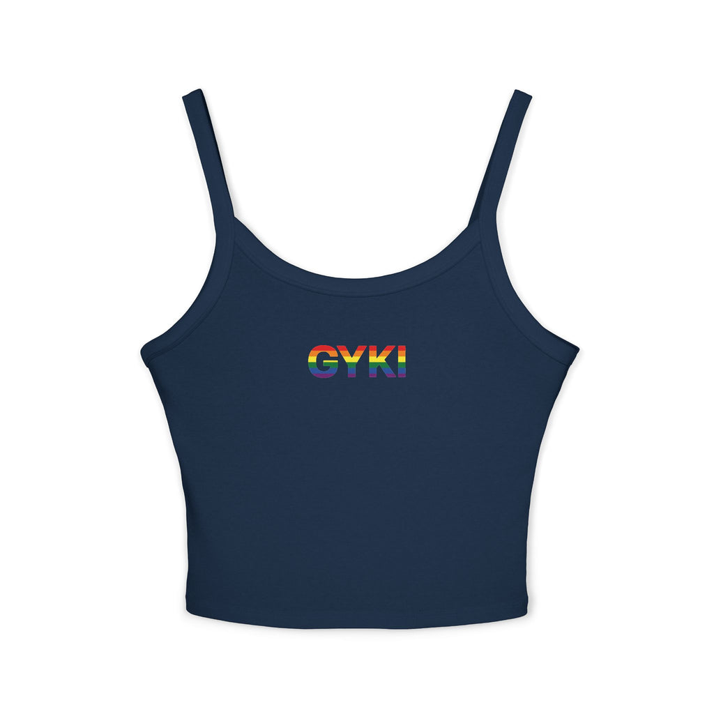 Women’s Rainbow Graphic Spaghetti Strap Tank Top, Casual Summer Top, Pride Apparel, LGBTQ+ Celebration Wear, Festival Fashion