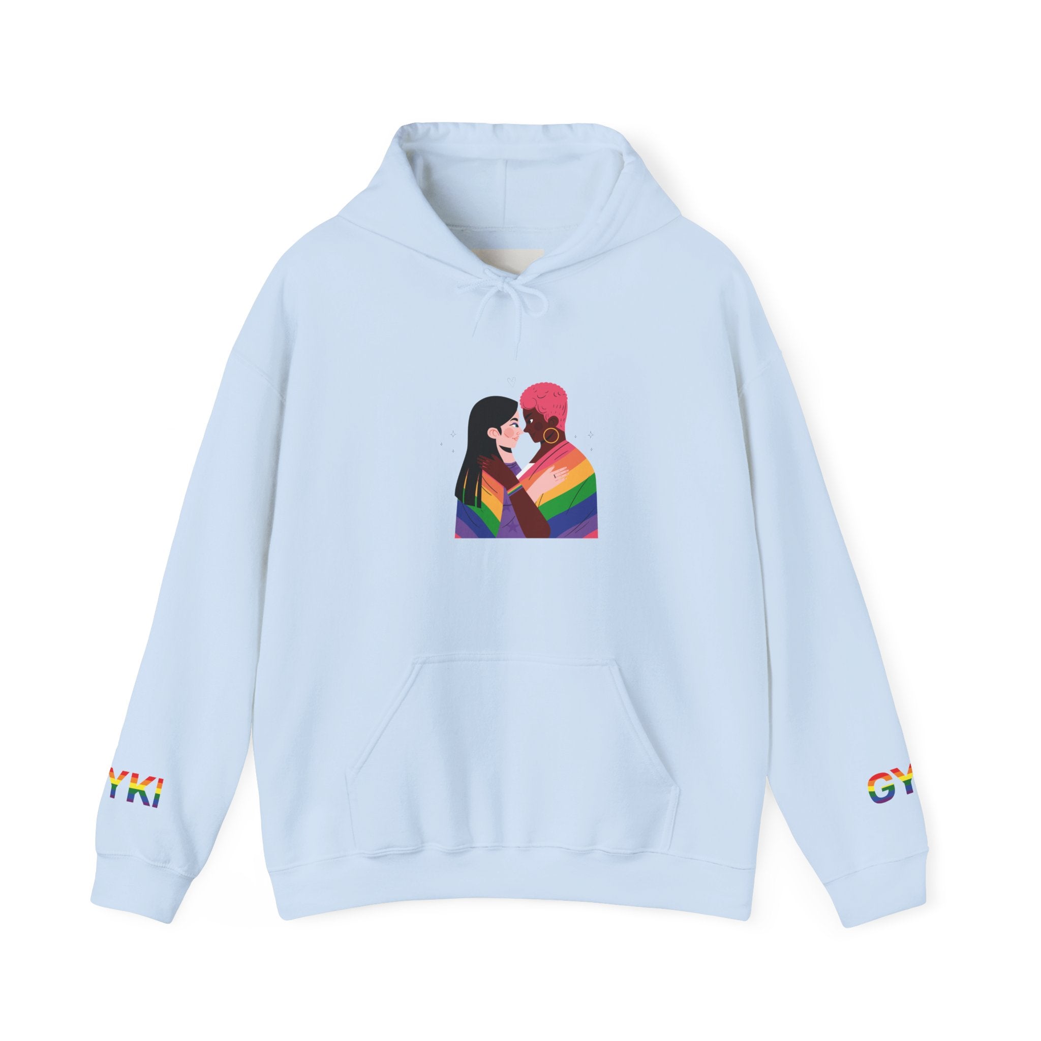 Pride Love Unisex Hoodie - Rainbow Couple Sweatshirt, LGBTQ+ Apparel, Cozy Gift for Pride Month, Inclusive Fashion, Comfortable Sweatshirt