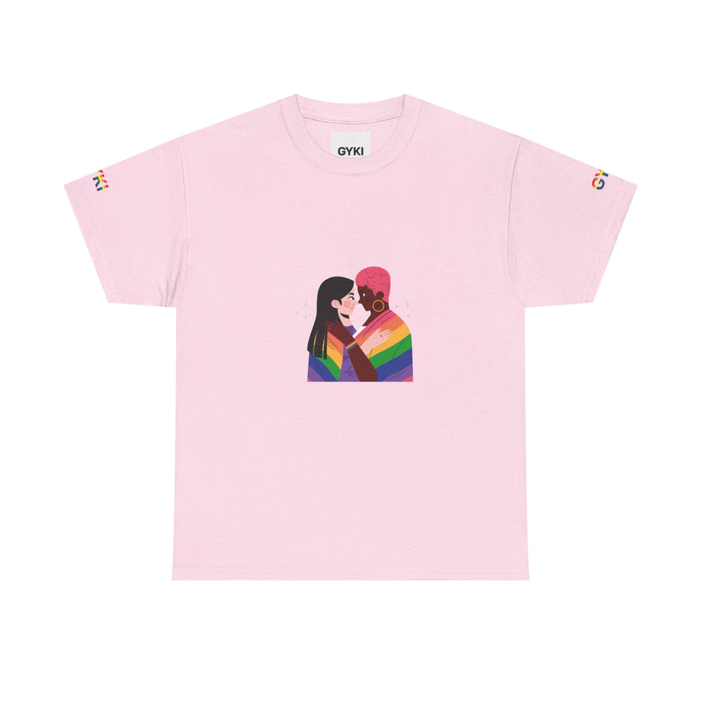 Pride Love Unisex Heavy Cotton Tee, LGBTQ+ Pride Shirt, Rainbow Graphic Tee, Gay Pride Apparel, Couples T-shirt, Inclusive Fashion