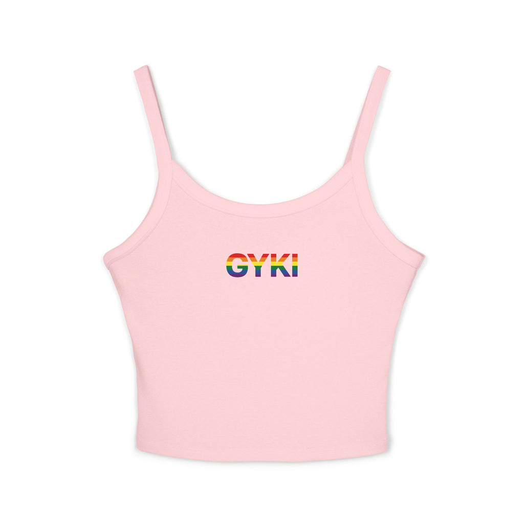Women’s Rainbow Graphic Spaghetti Strap Tank Top, Casual Summer Top, Pride Apparel, LGBTQ+ Celebration Wear, Festival Fashion
