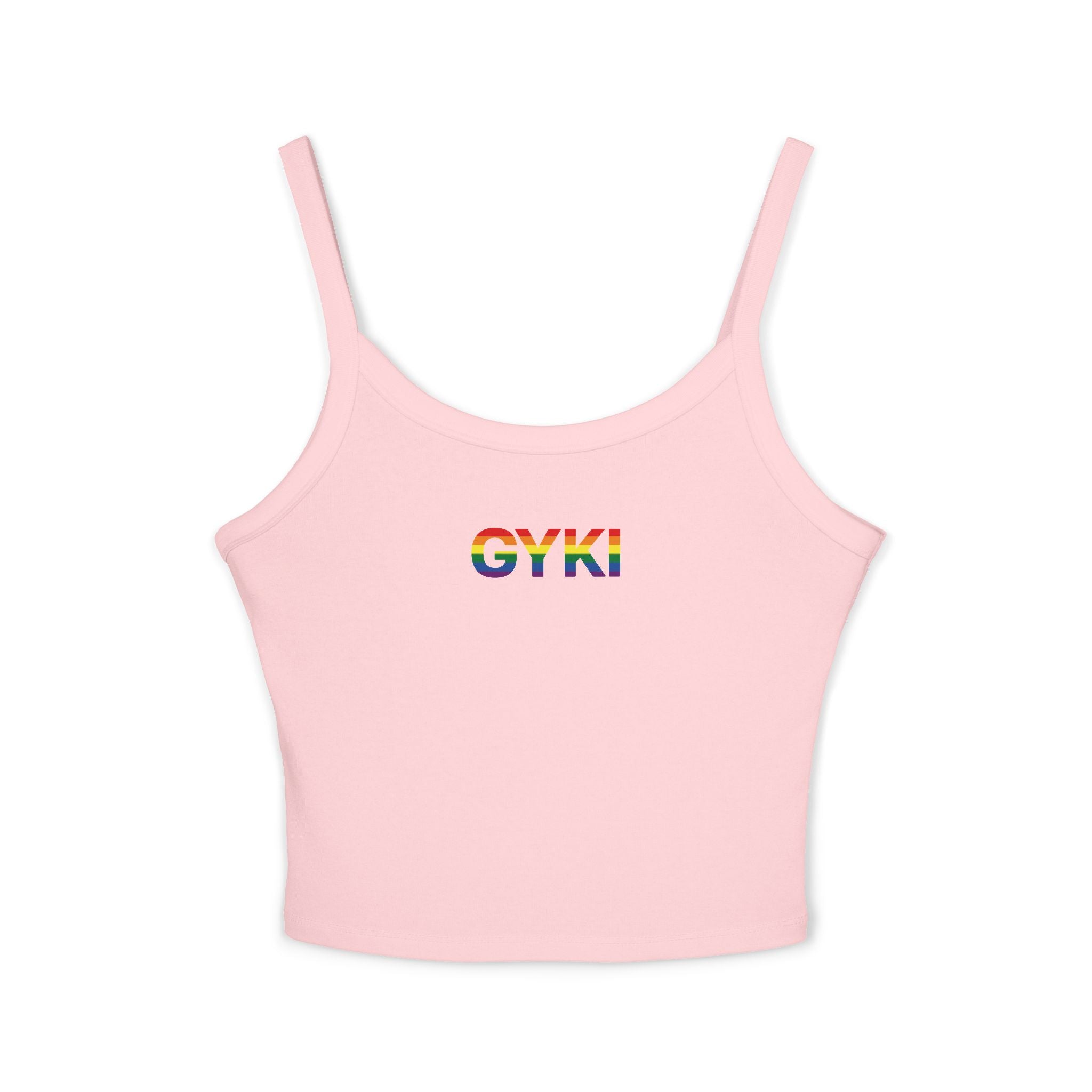 Women’s Rainbow Graphic Spaghetti Strap Tank Top, Casual Summer Top, Pride Apparel, LGBTQ+ Celebration Wear, Festival Fashion